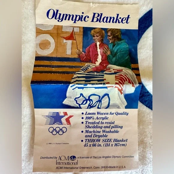 Olympic Blanket L.A. Olympic Committee New never used/washed Vintage 1980